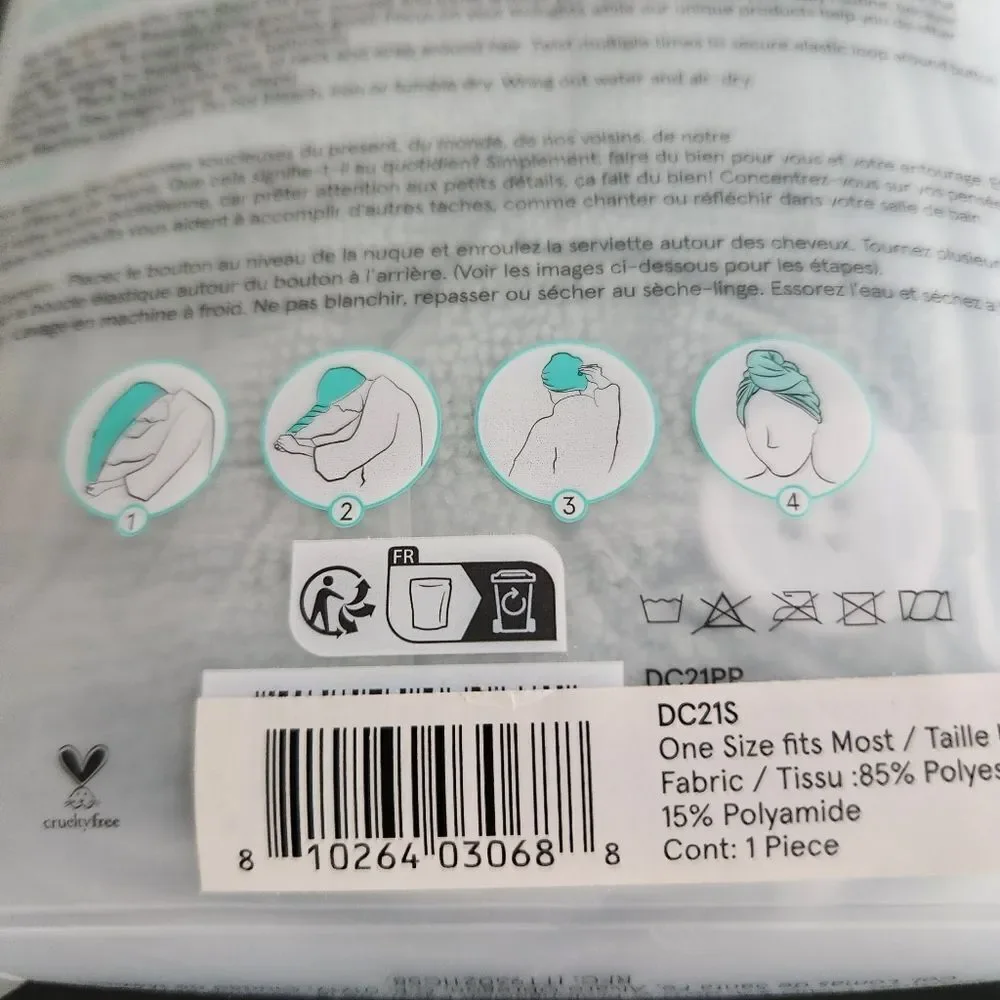 Daily Concepts Hair Towel Wrap Quick Dry Mint Green